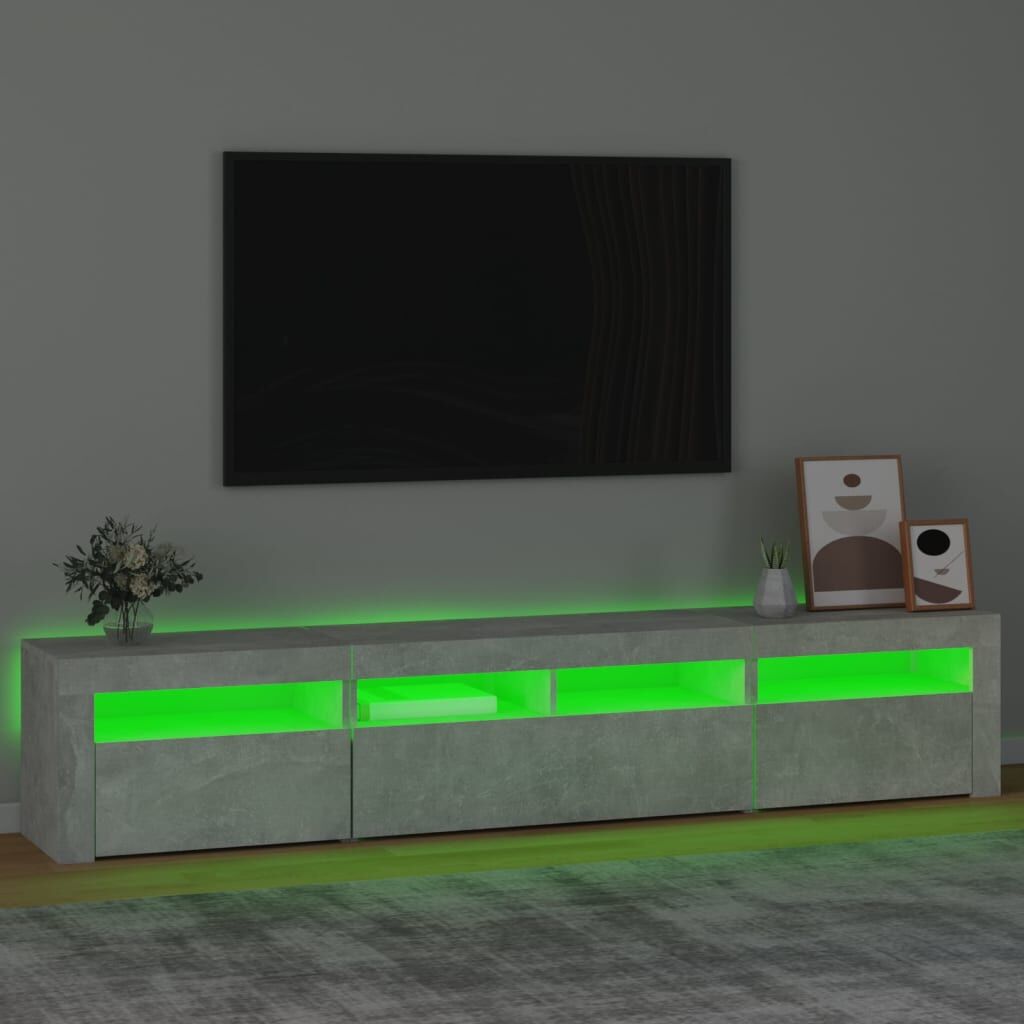 TV Cabinet with LED Lights Concrete Grey 210x35x40 cm Price