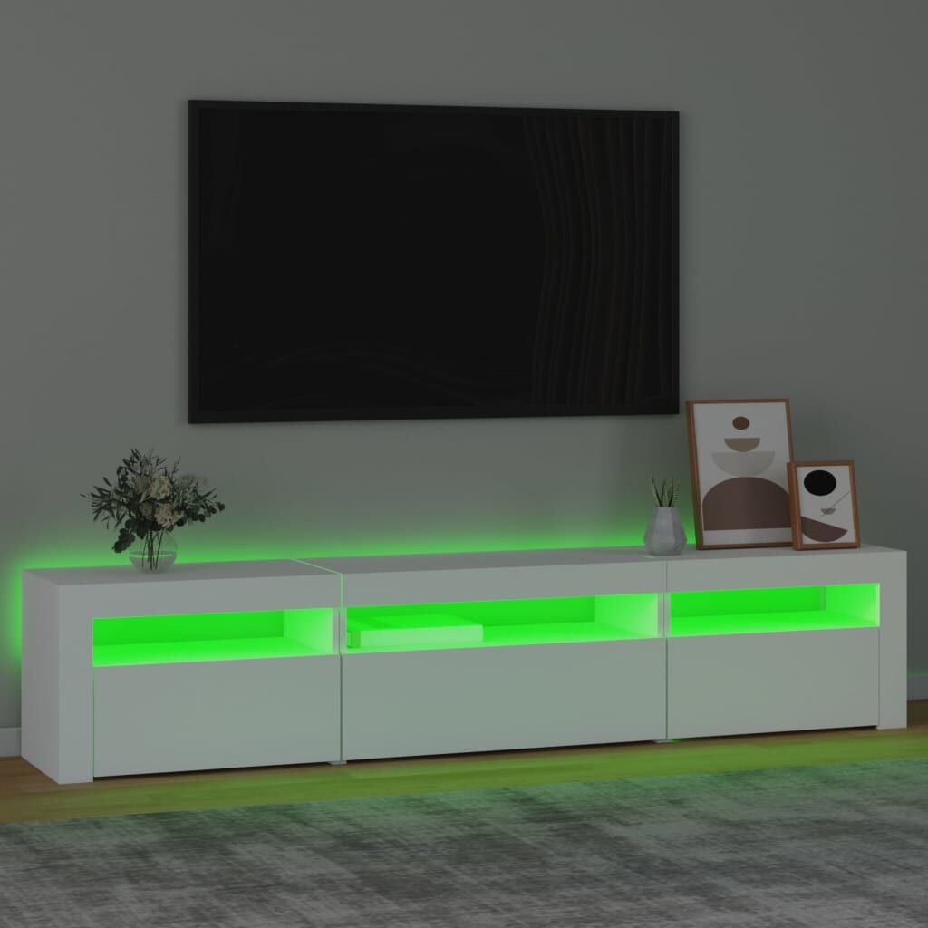 TV Cabinet with LED Lights White 195x35x40 cm Price