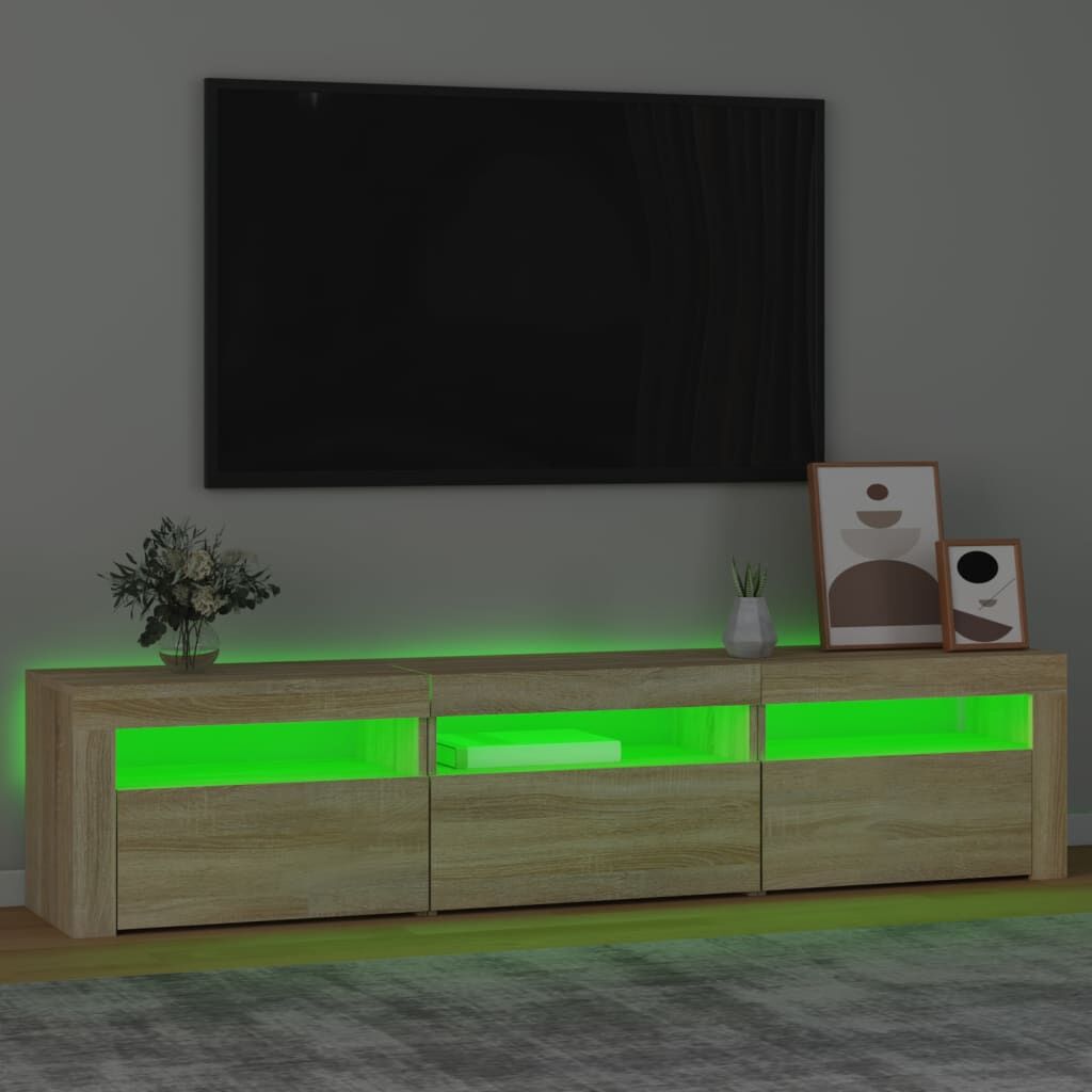 TV Cabinet with LED Lights Sonoma Oak 180x35x40 cm Price