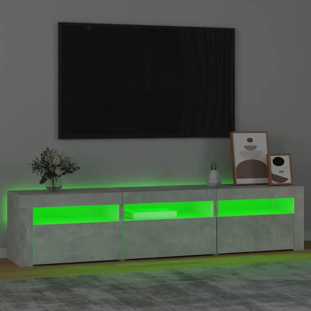 TV Cabinet with LED Lights Concrete Grey 180x35x40 cm Price