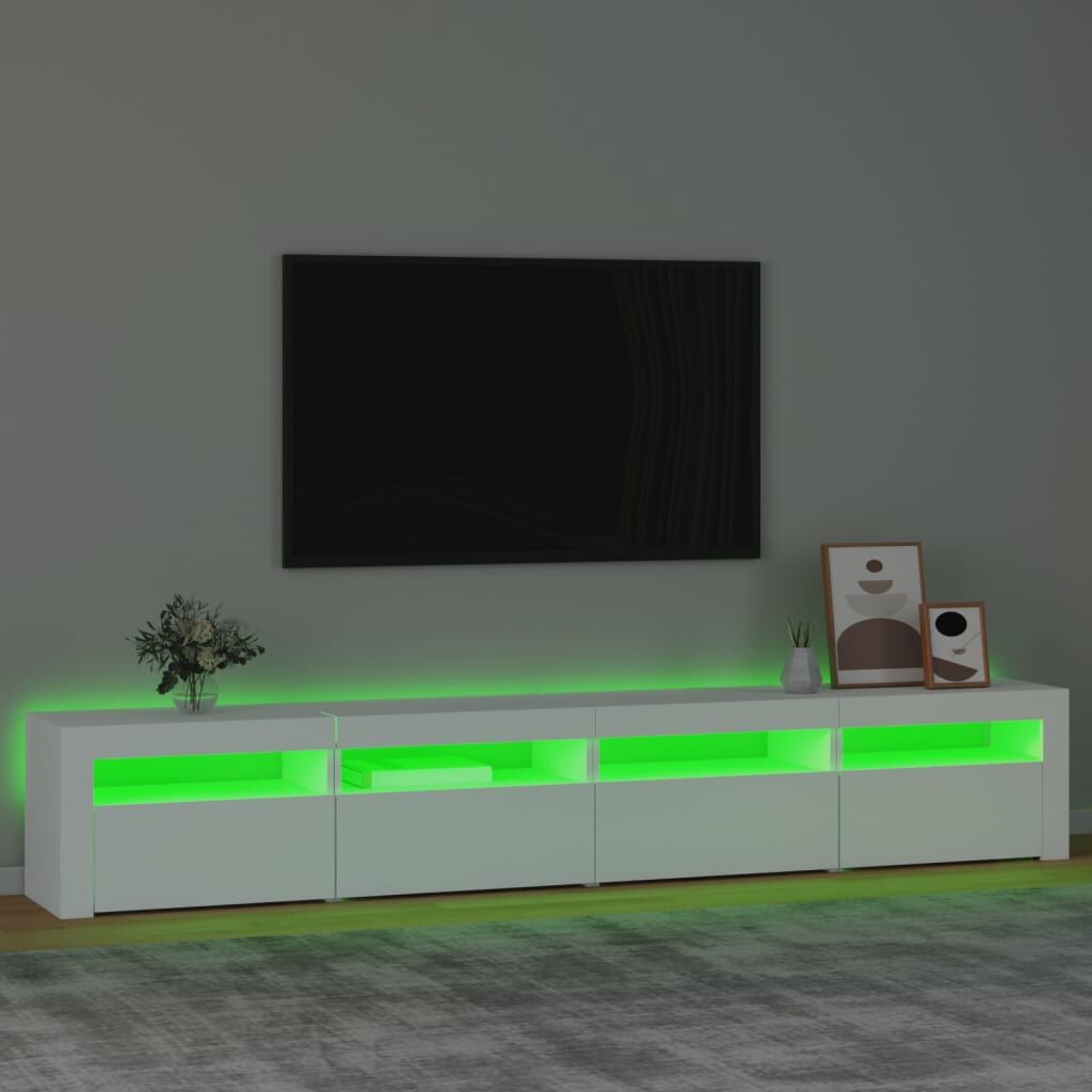 TV Cabinet with LED Lights White 240x35x40 cm Price