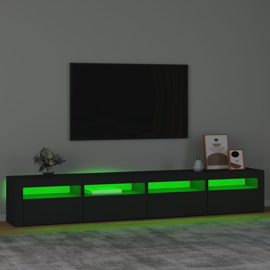 TV Cabinet with LED Lights Black 240x35x40 cm Price
