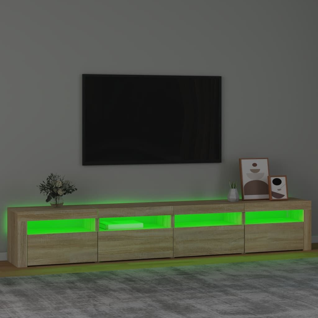 TV Cabinet with LED Lights Sonoma Oak 240x35x40 cm Price