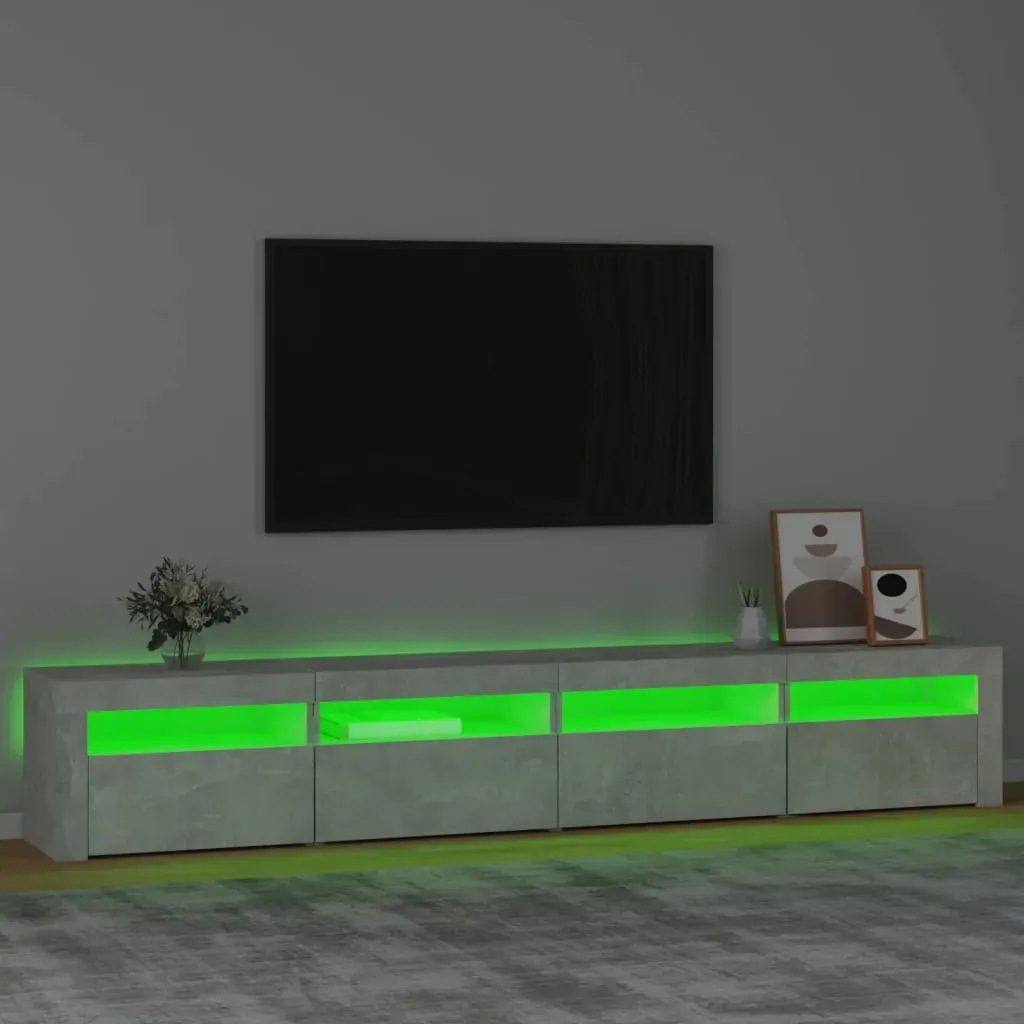 TV Cabinet with LED Lights Concrete Grey 240x35x40 cm Price