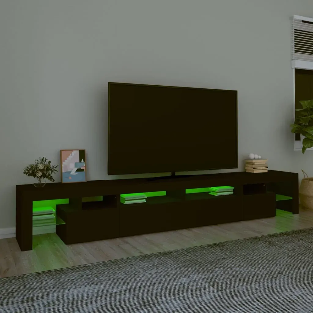 TV Cabinet with LED Lights Black 260x36.5x40 cm Price