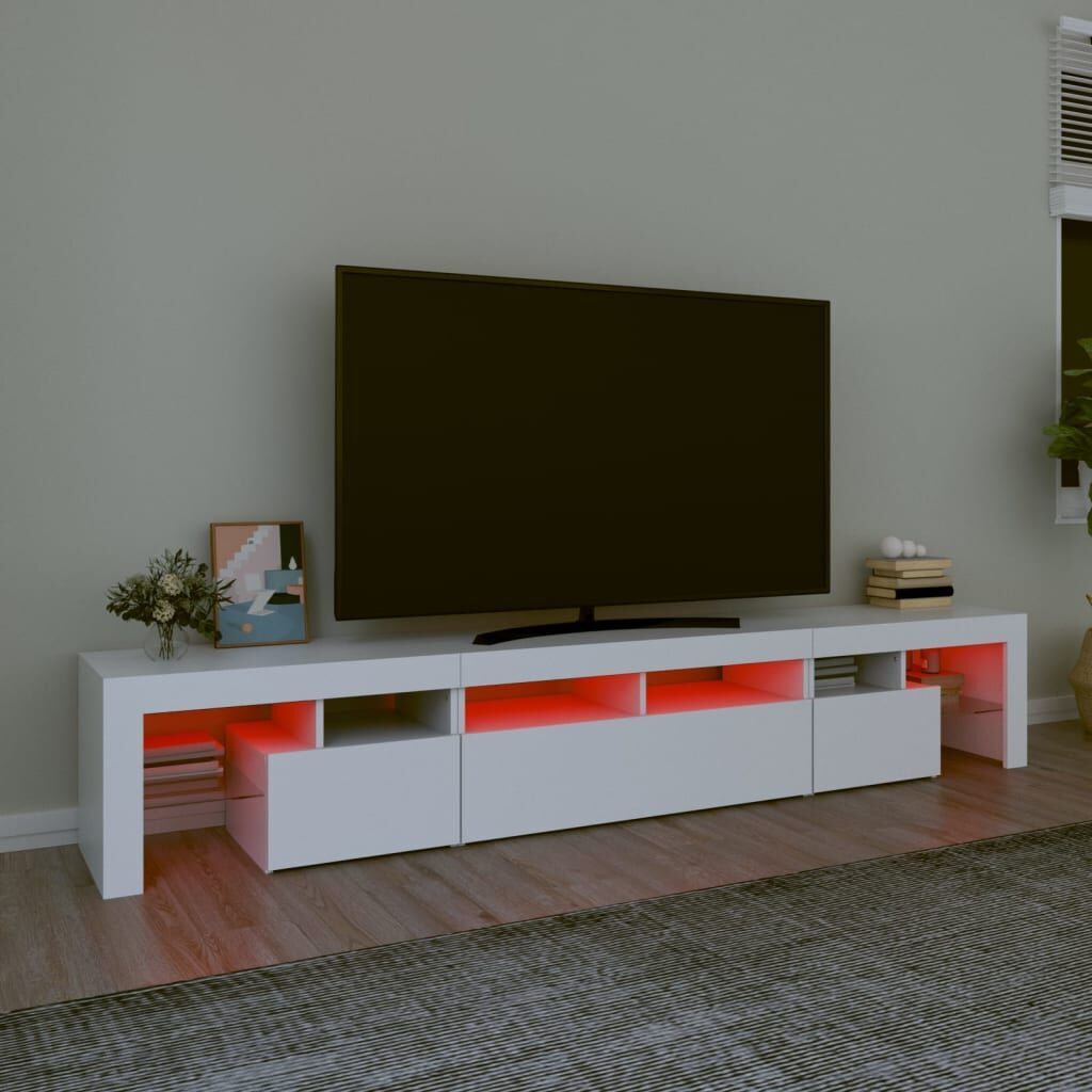 TV Cabinet with LED Lights White 230x36.5x40 cm Price