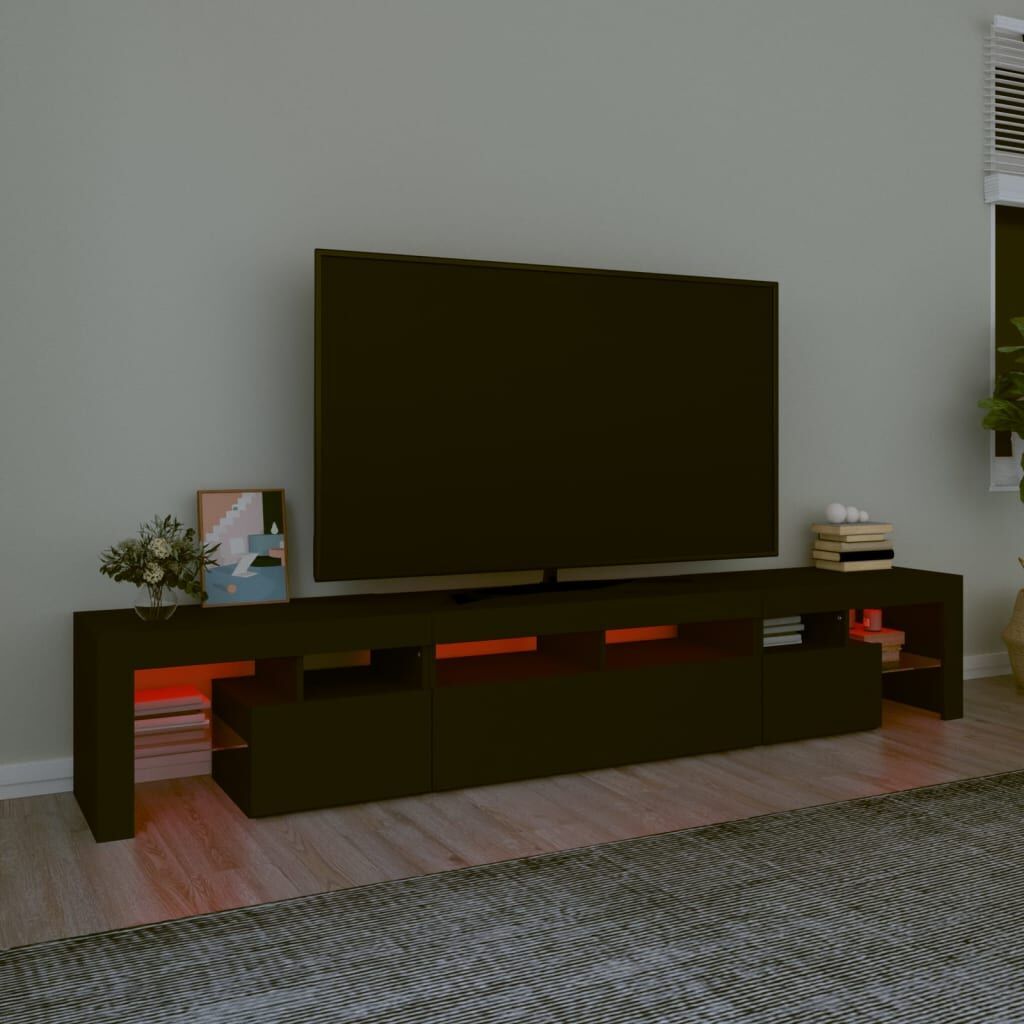TV Cabinet with LED Lights Black 230x36.5x40 cm Price