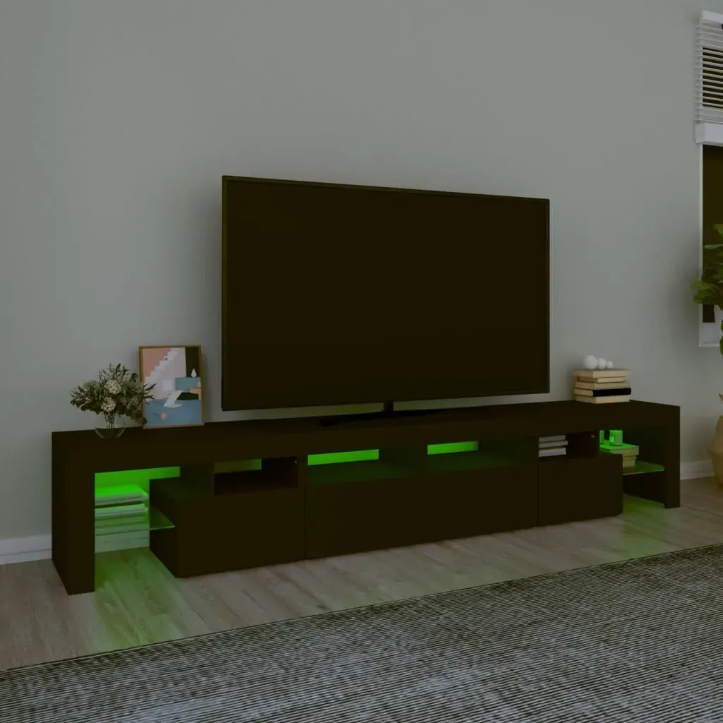 TV Cabinet with LED Lights Black 230x36.5x40 cm Price