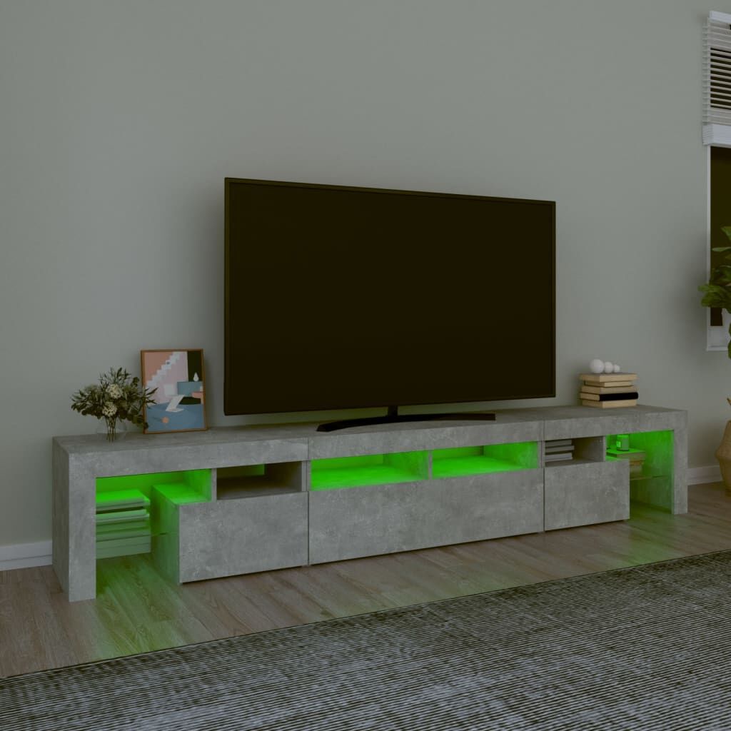 TV Cabinet with LED Lights Concrete Grey 230x36.5x40 cm Price