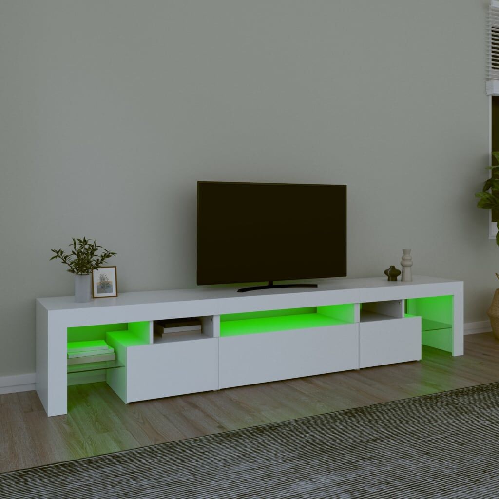 TV Cabinet with LED Lights White 215x36.5x40 cm Price