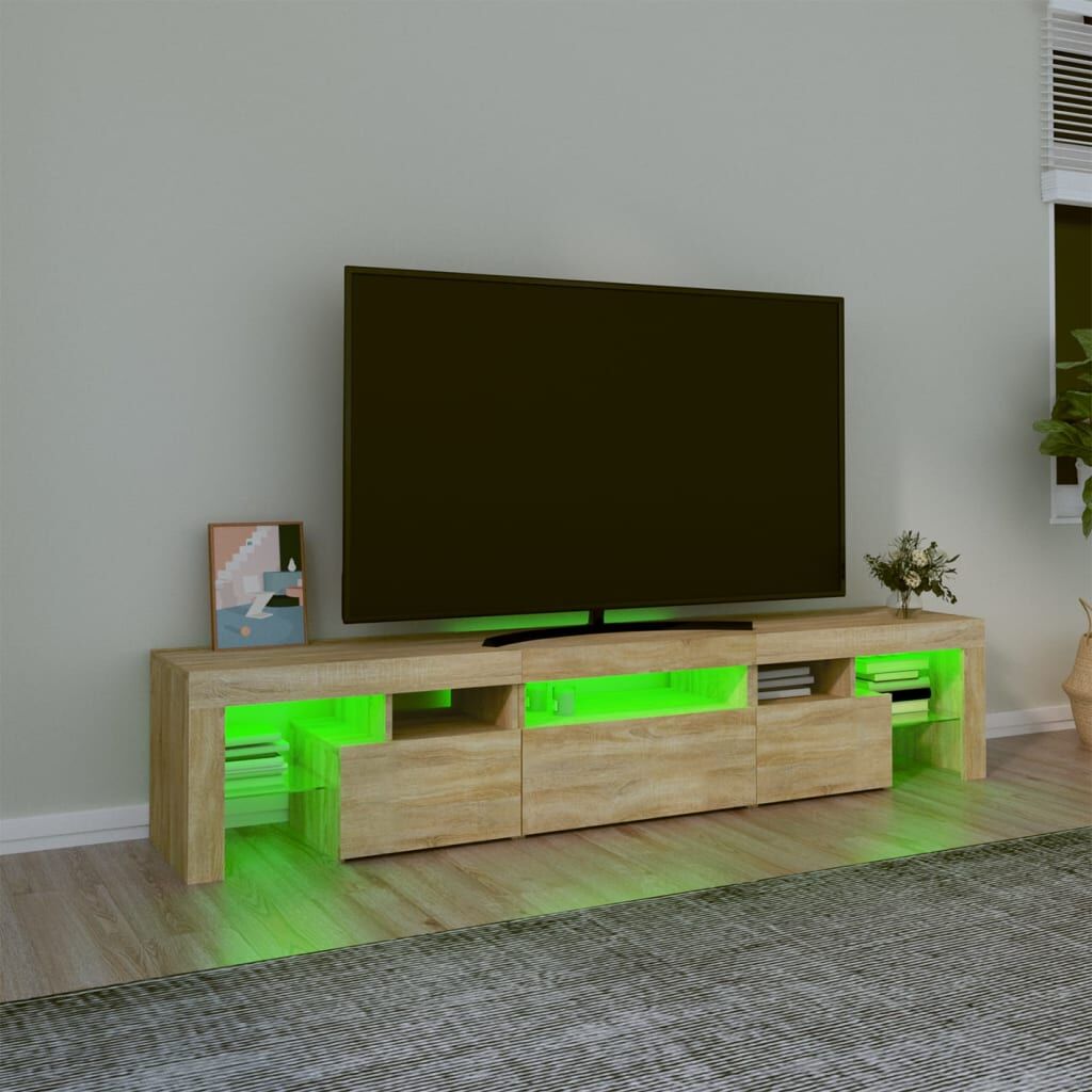 TV Cabinet with LED Lights Sonoma Oak 200x36.5x40 cm Price