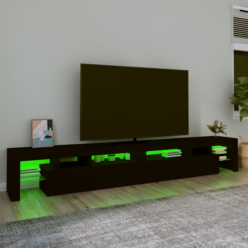 TV Cabinet with LED Lights Black 260x36.5x40 cm Price