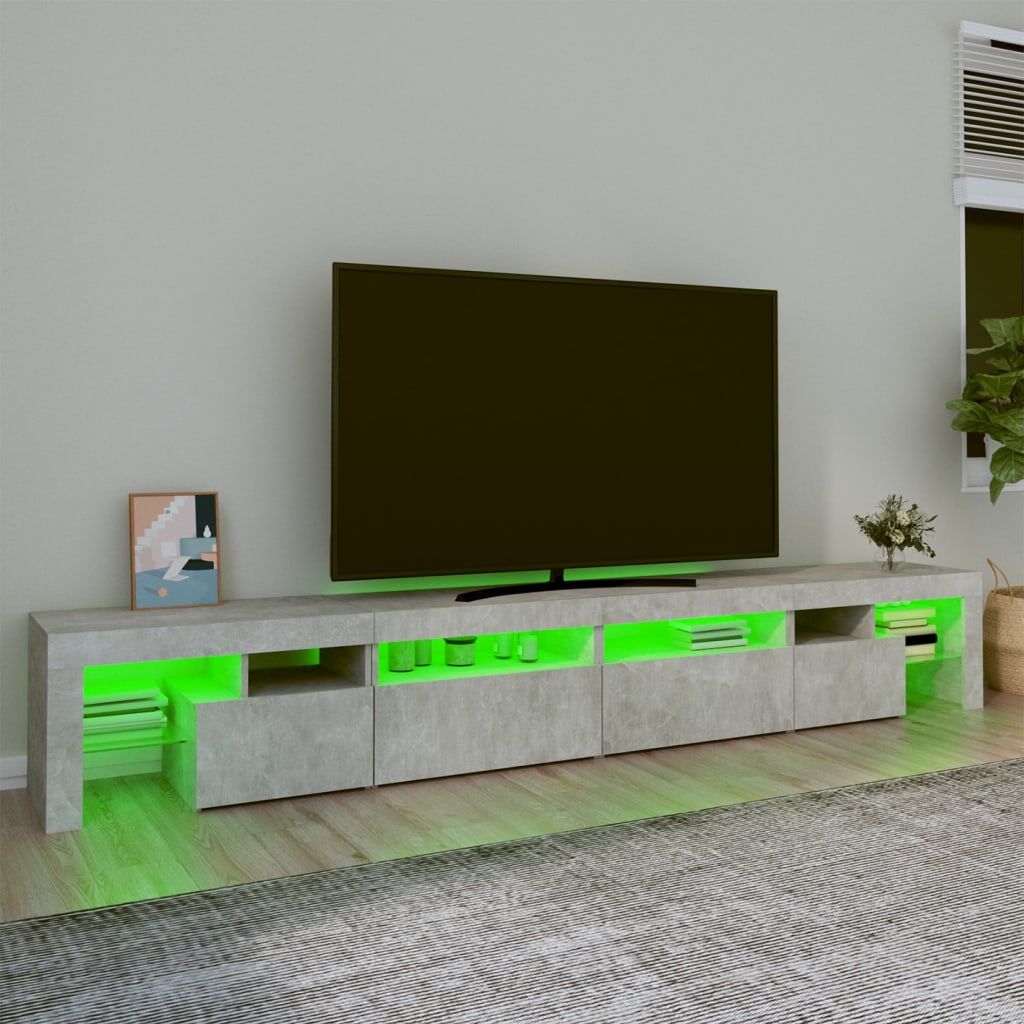 TV Cabinet with LED Lights Concrete Grey 260x36.5x40 cm Price