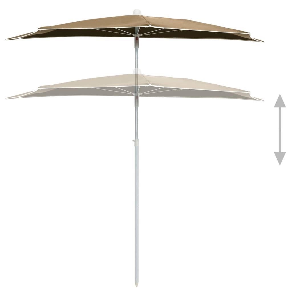 Garden Half Parasol with Pole 180x90 cm Taupe Price