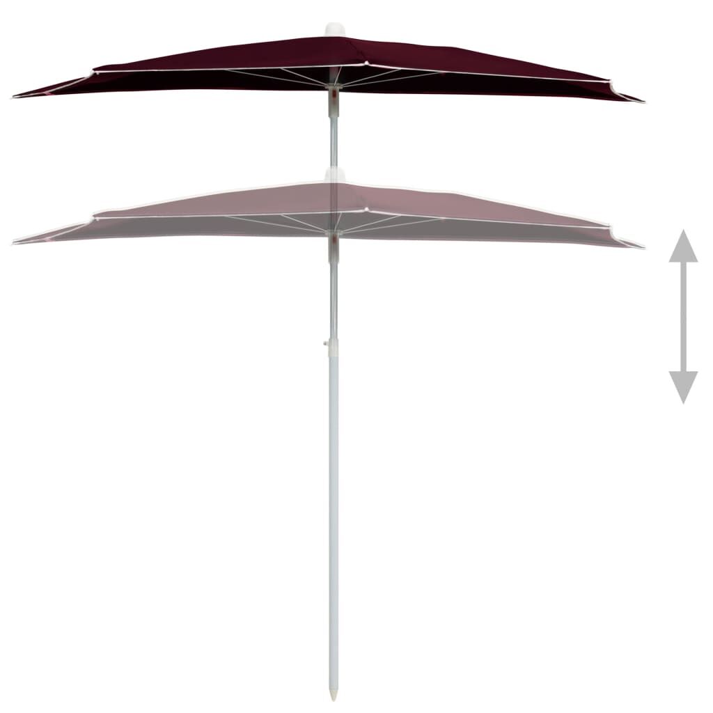Garden Half Parasol with Pole 180x90 cm Bordeaux Red Price