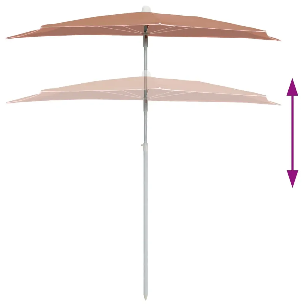 Garden Half Parasol with Pole 180x90 cm Terracotta Price