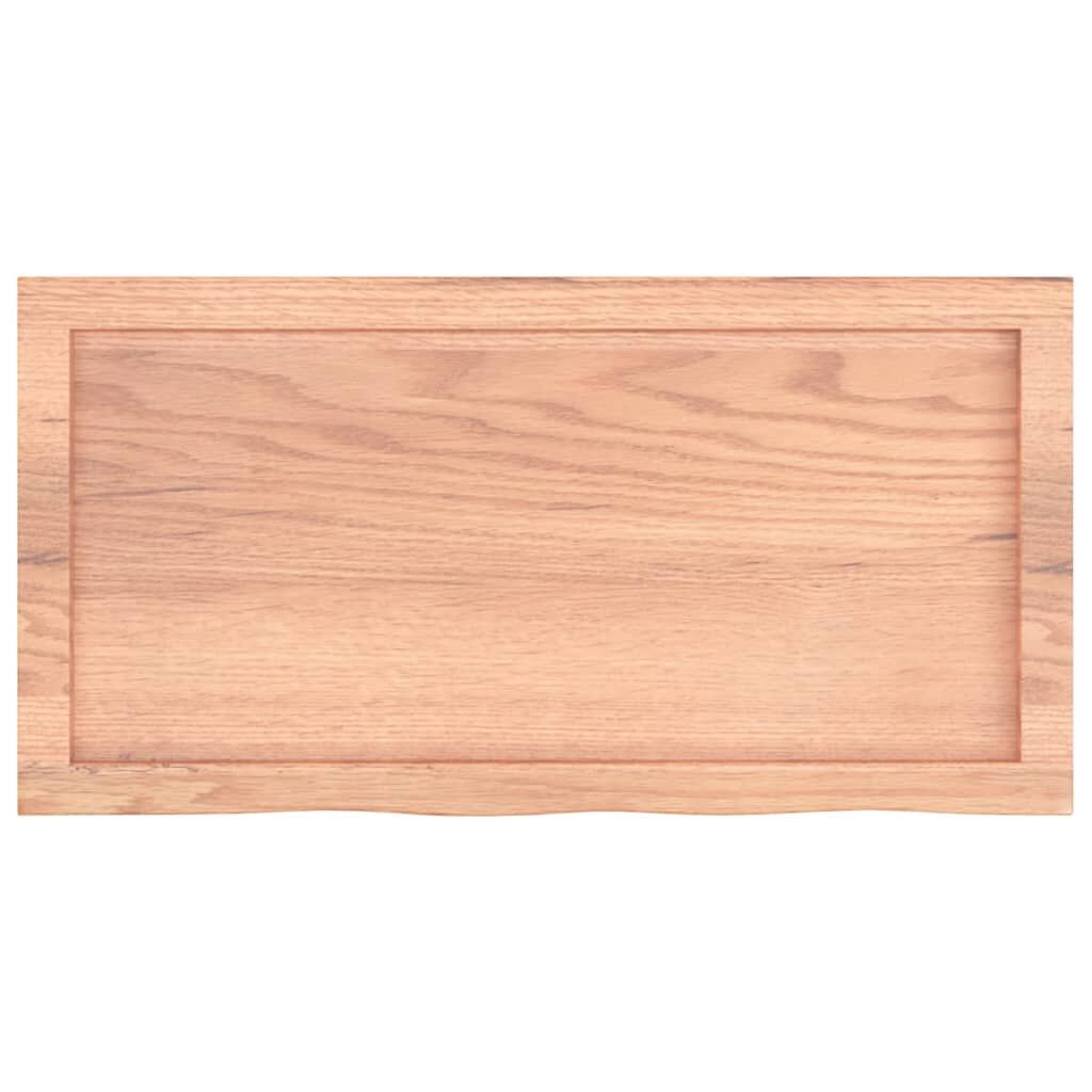Table Top Light Brown 80x40x4 cm Treated Solid Wood Oak Price