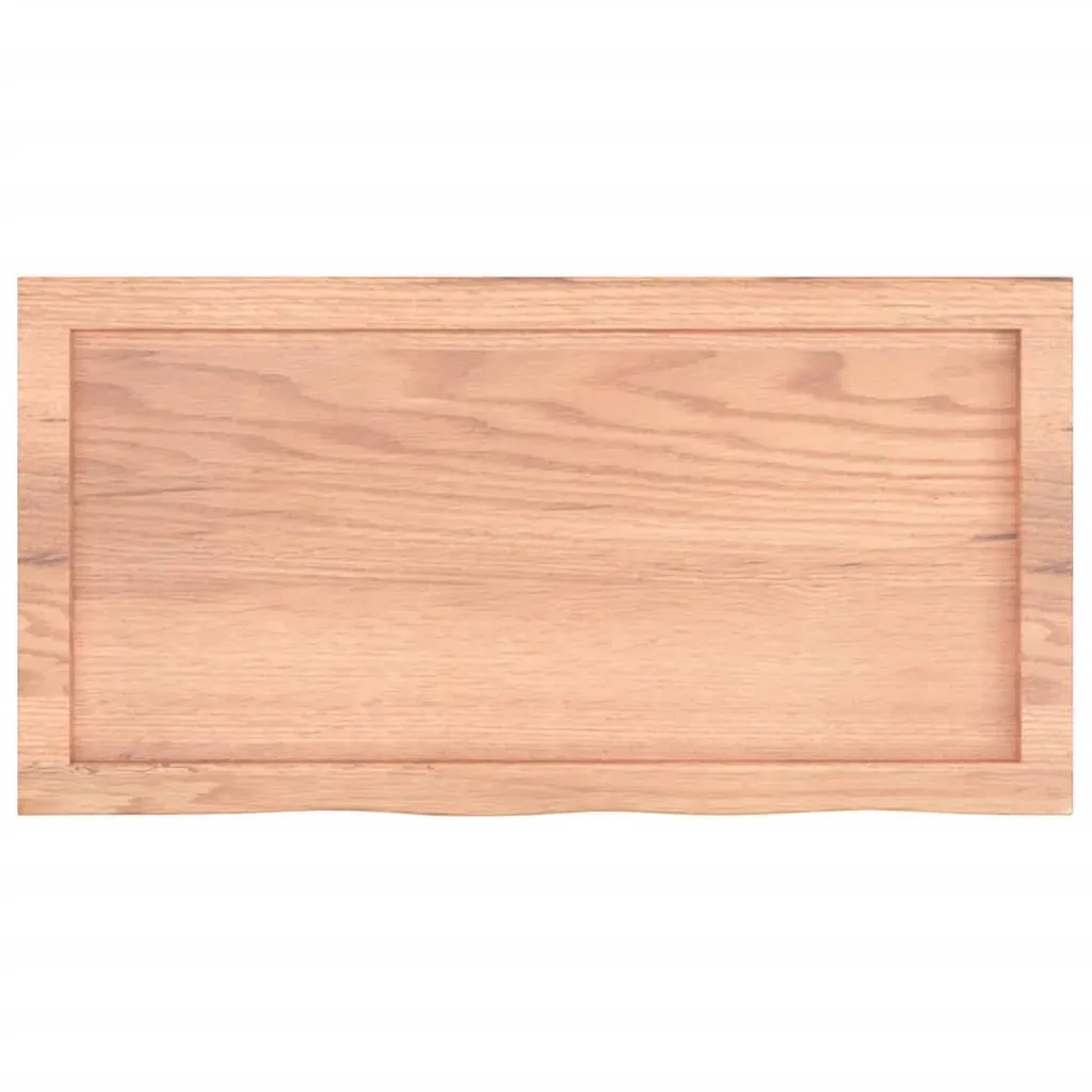 Table Top Light Brown 80x40x6 cm Treated Solid Wood Oak Price
