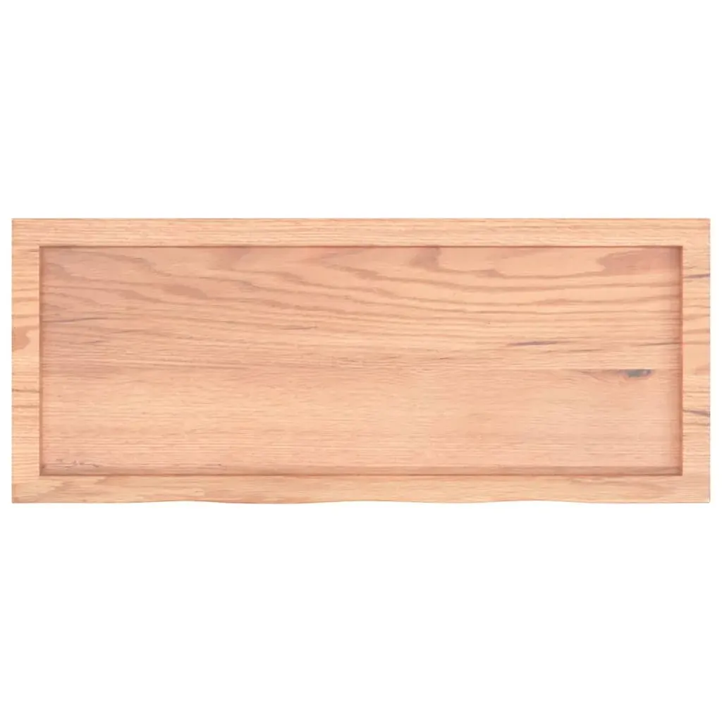 Table Top Light Brown 100x40x6 cm Treated Solid Wood Oak Price