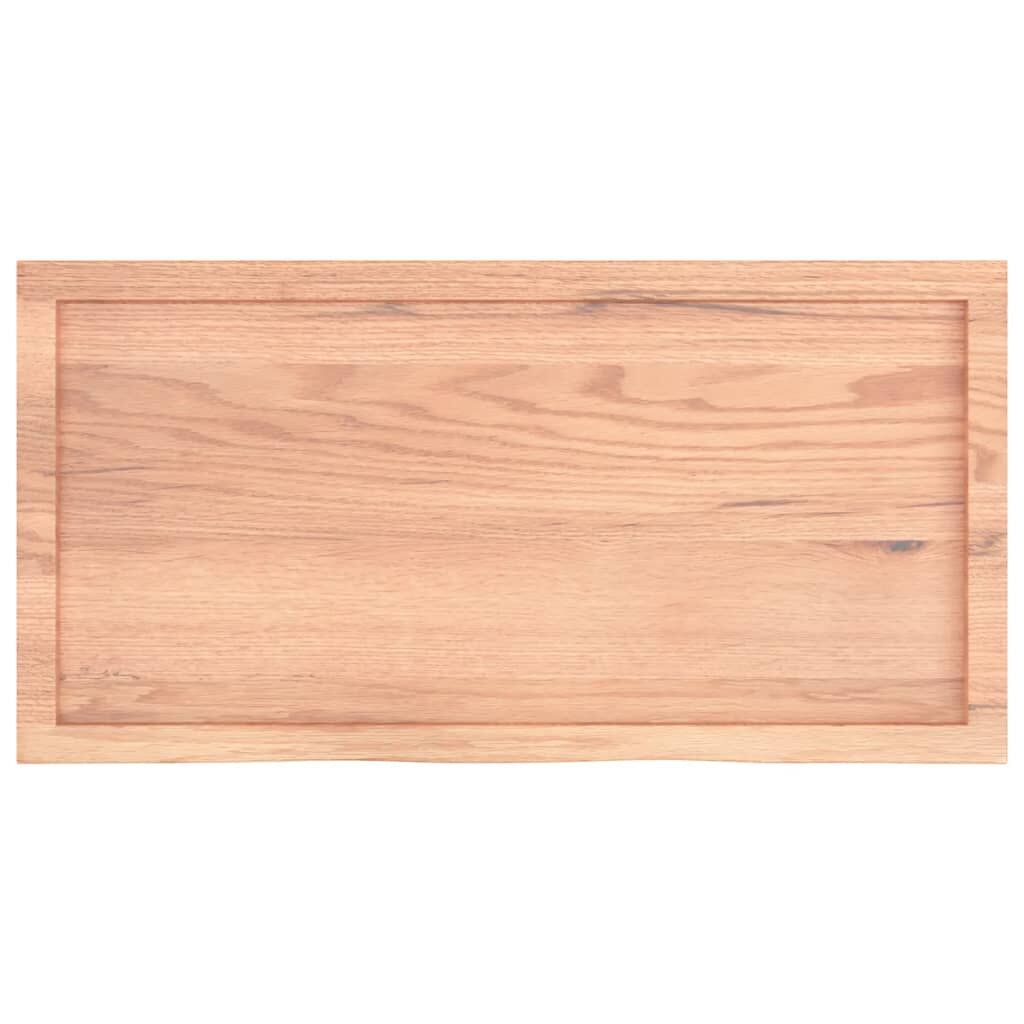 Table Top Light Brown 100x50x4 cm Treated Solid Wood Oak Price