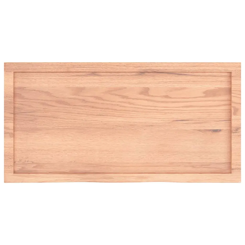 Table Top Light Brown 100x50x6 cm Treated Solid Wood Oak Price