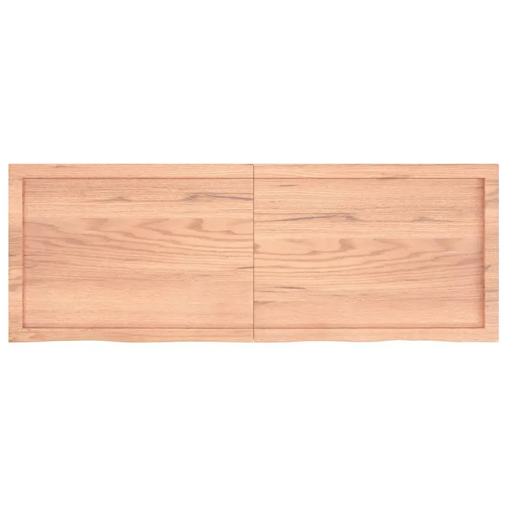 Table Top Light Brown 140x50x4 cm Treated Solid Wood Oak Price
