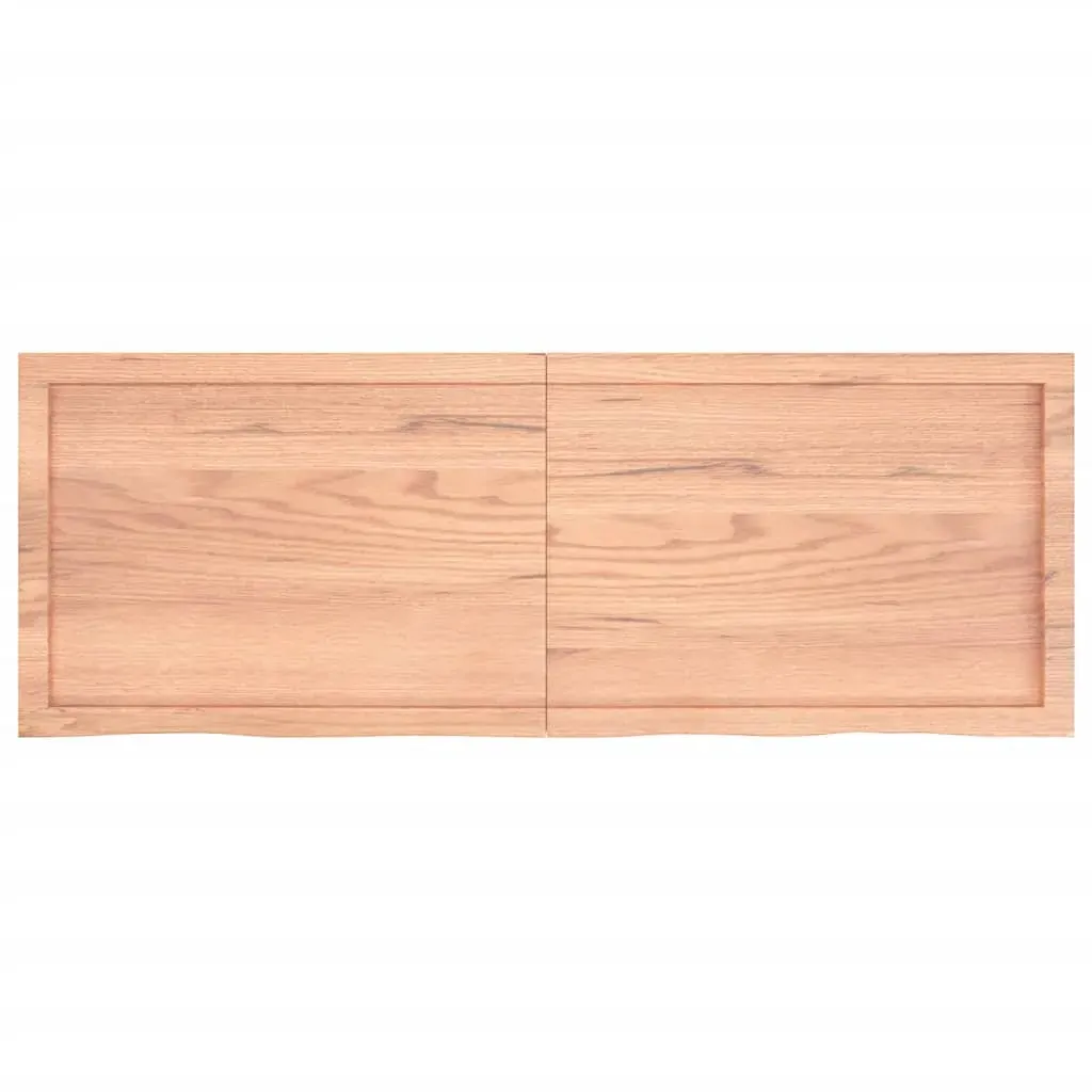 Table Top Light Brown 140x50x6 cm Treated Solid Wood Oak Price