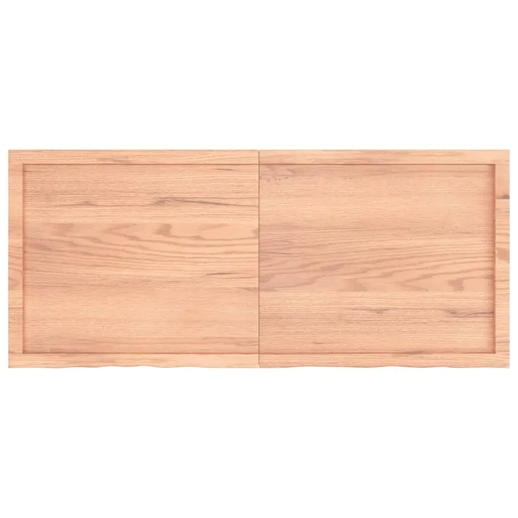 Table Top Light Brown 140x60x6 cm Treated Solid Wood Oak Price