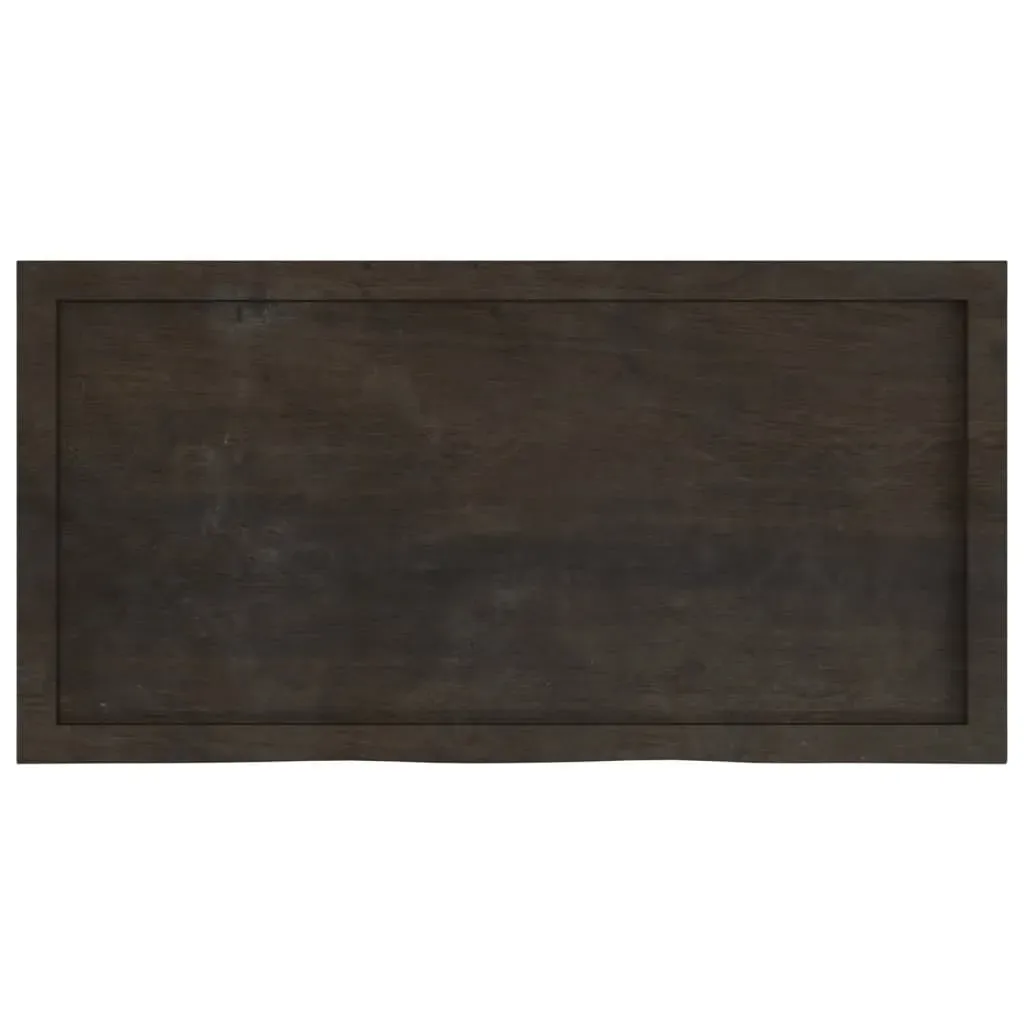 Table Top Dark Brown 100x50x4 cm Treated Solid Wood Oak Price