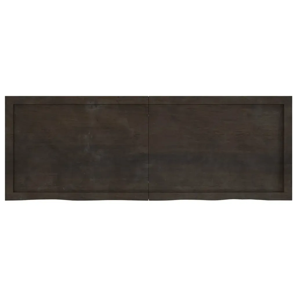 Table Top Dark Brown 140x50x4 cm Treated Solid Wood Oak Price