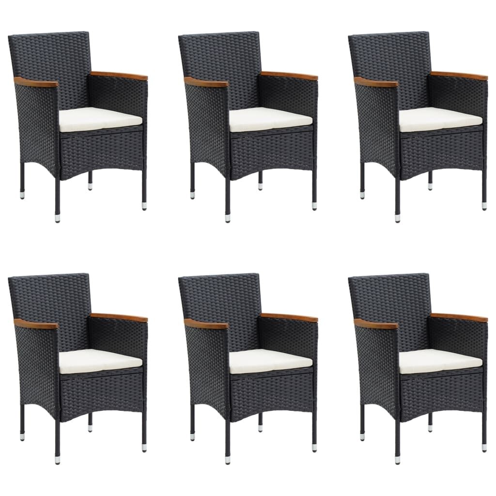 7 Piece Garden Dining Set with Cushions Black Price