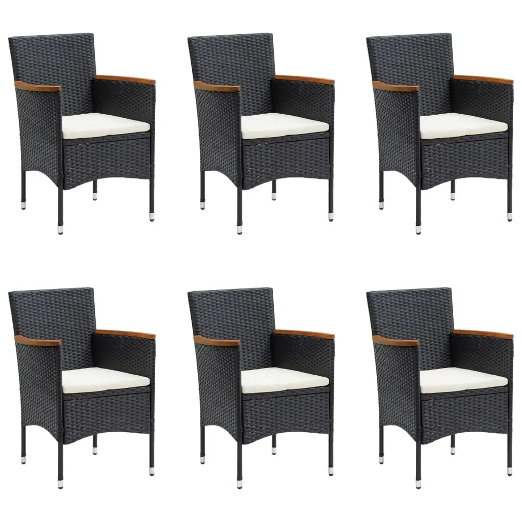 7 Piece Garden Dining Set with Cushions Black Price