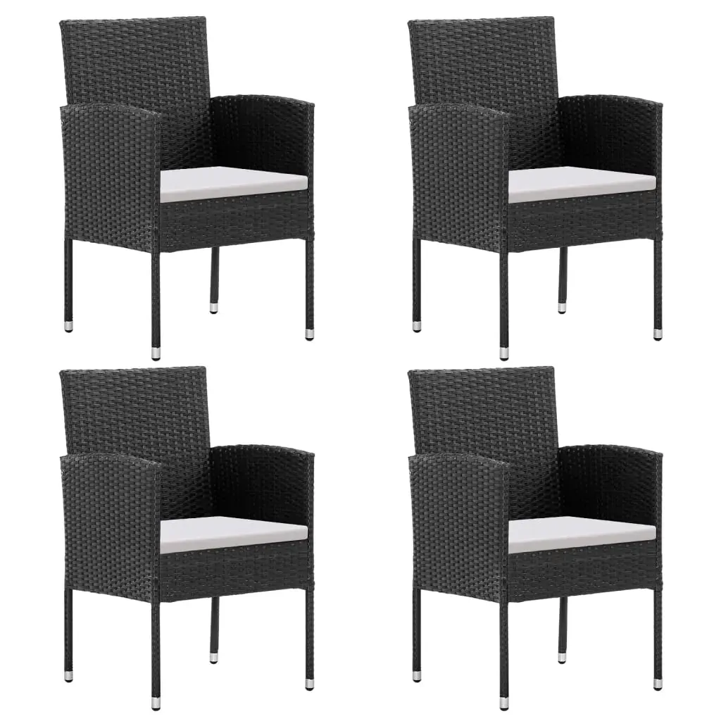 5 Piece Garden Dining Set with Cushions Black Poly Rattan Price