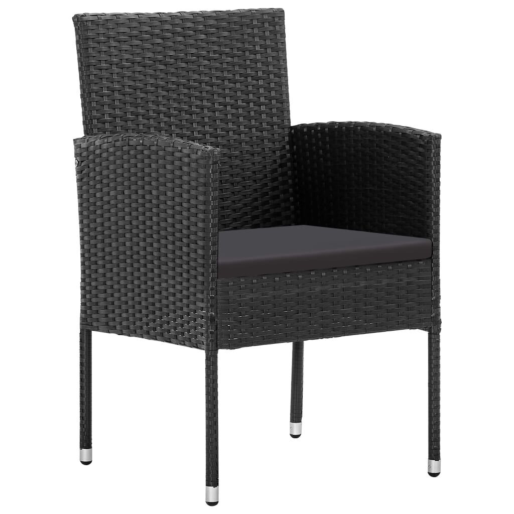 5 Piece Garden Dining Set with Cushions Black Poly Rattan Price