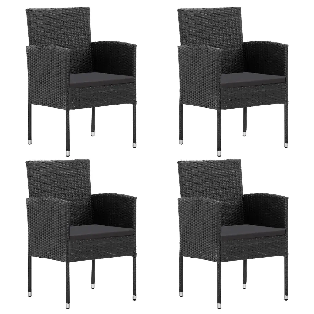 5 Piece Garden Dining Set with Cushions Black Poly Rattan Price