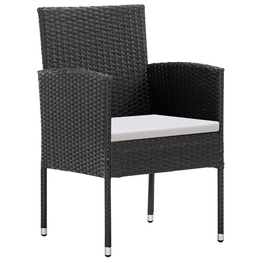 5 Piece Garden Dining Set with Cushions Black Poly Rattan Price