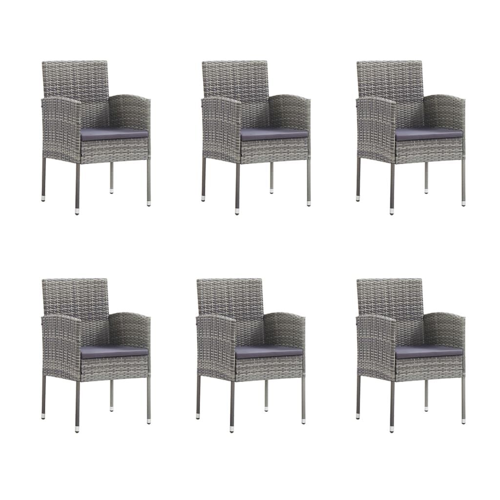 7 Piece Garden Dining Set with Cushions Anthracite Poly Rattan Price