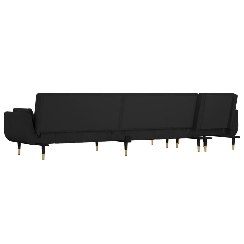 L-shaped Sofa Bed Black 275x140x70 cm Velvet Price