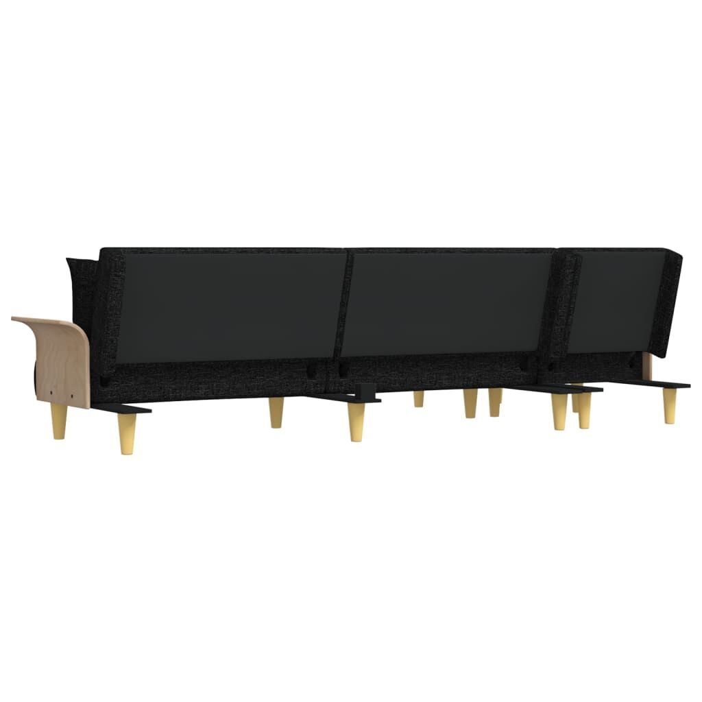 L-shaped Sofa Bed Black 279x140x70 cm Fabric Price