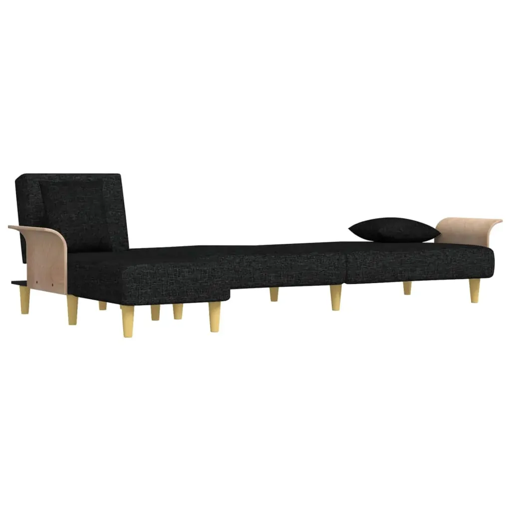 L-shaped Sofa Bed Black 279x140x70 cm Fabric Price