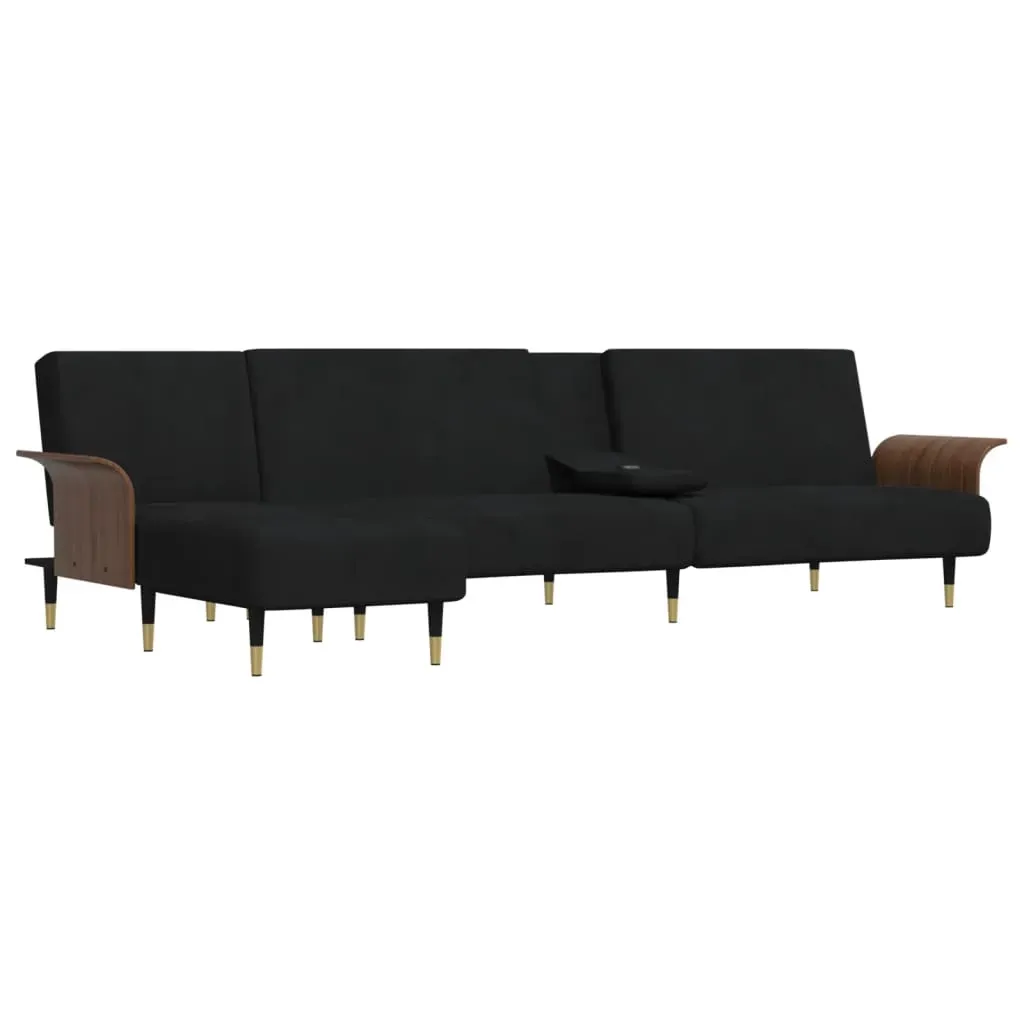 L-shaped Sofa Black 279x140x70 cm Velvet Price