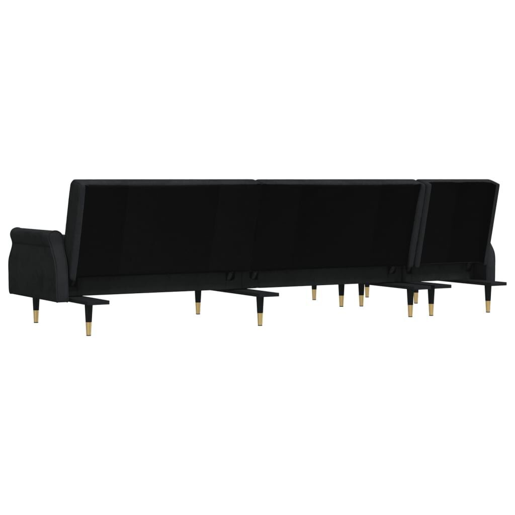 L-shaped Sofa Bed Black 271x140x70 cm Velvet Price