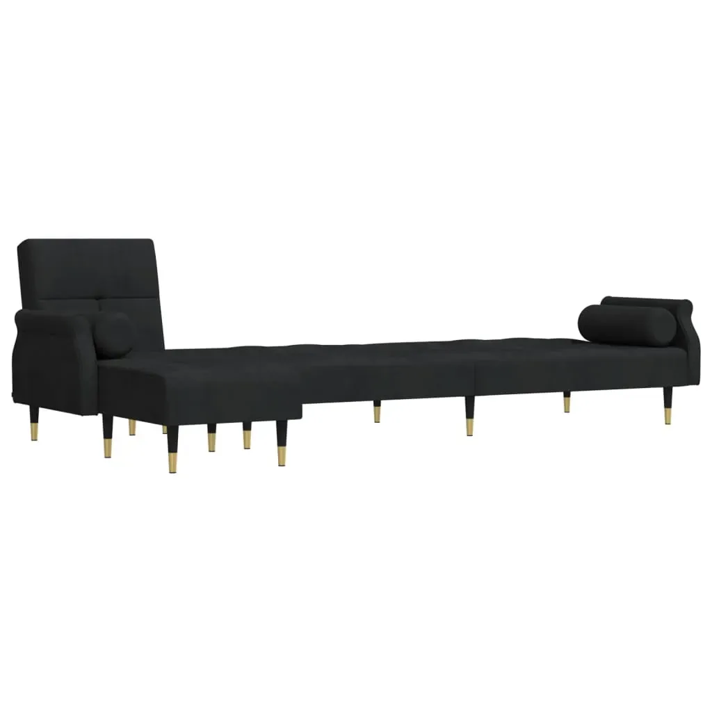 L-shaped Sofa Bed Black 271x140x70 cm Velvet Price
