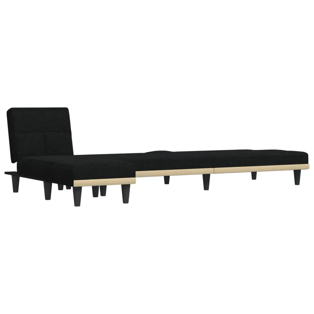 L-shaped Sofa Bed Black 255x140x70 cm Fabric Price