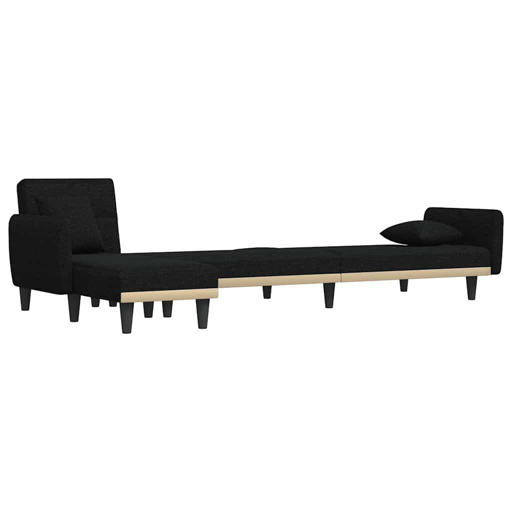 L-shaped Sofa Bed Black 275x140x70 cm Fabric Price