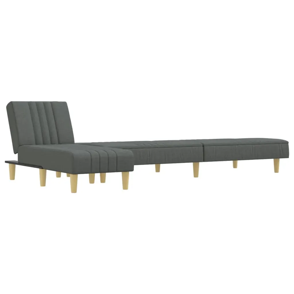L-shaped Sofa Bed Dark Grey 255x140x70 cm Fabric Price