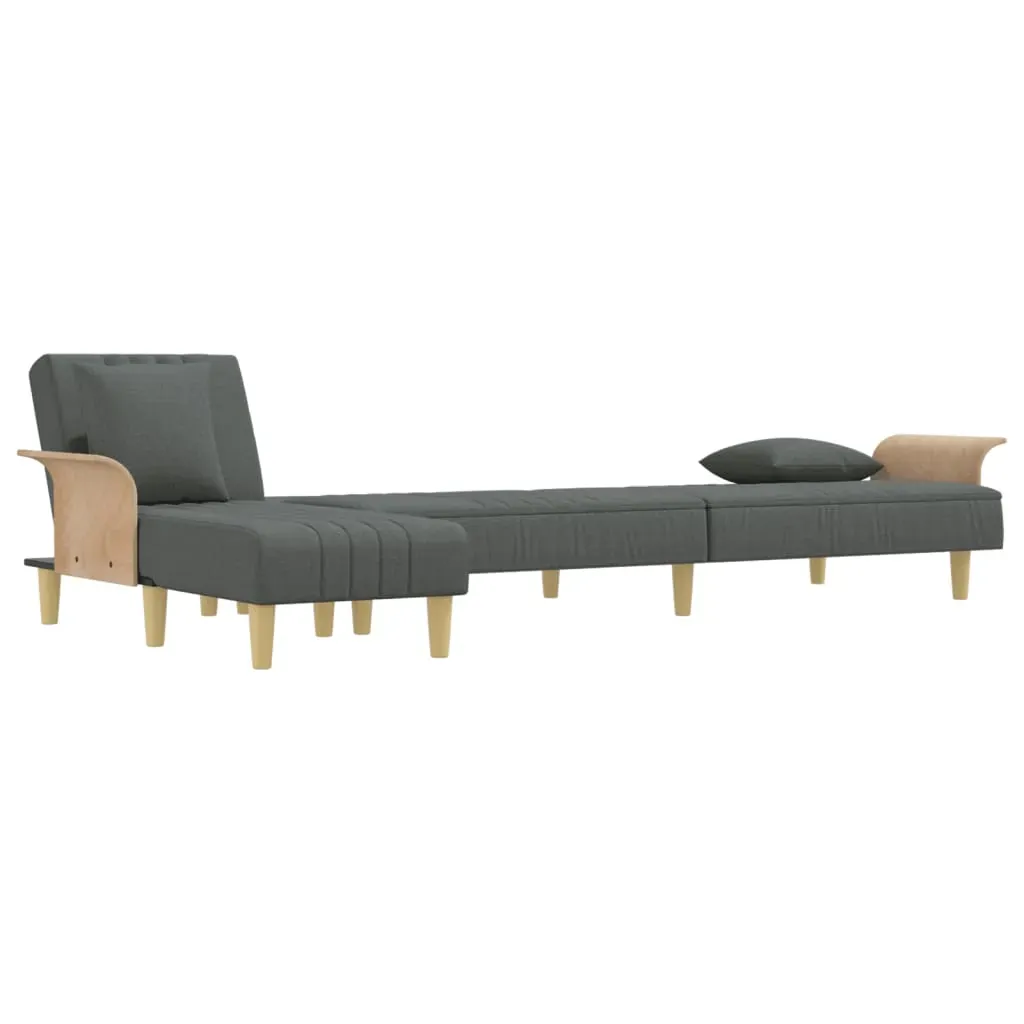 L-shaped Sofa Bed Dark Grey 279x140x70 cm Fabric Price