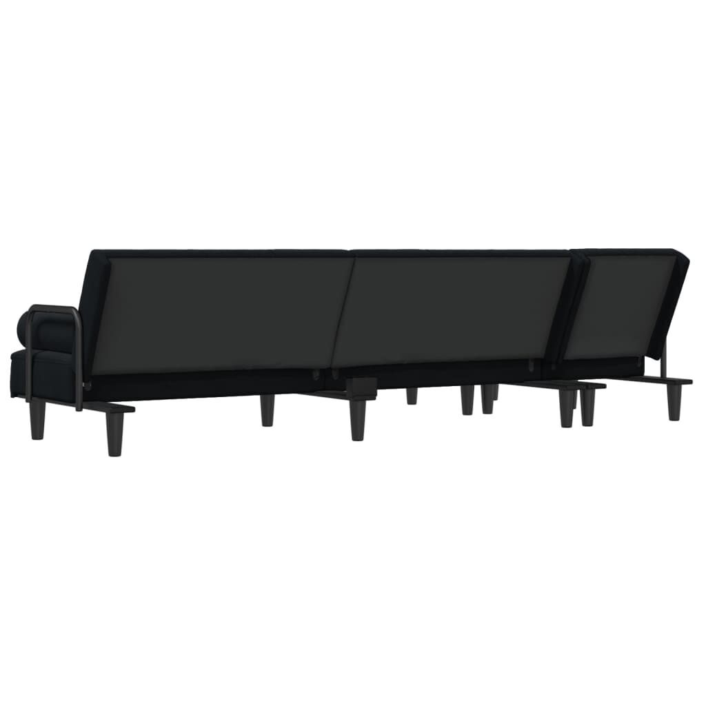 L-shaped Sofa Bed Black 260x140x70 cm Velvet Price