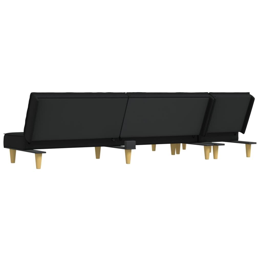 L-shaped Sofa Bed Black 255x140x70 cm Fabric Price