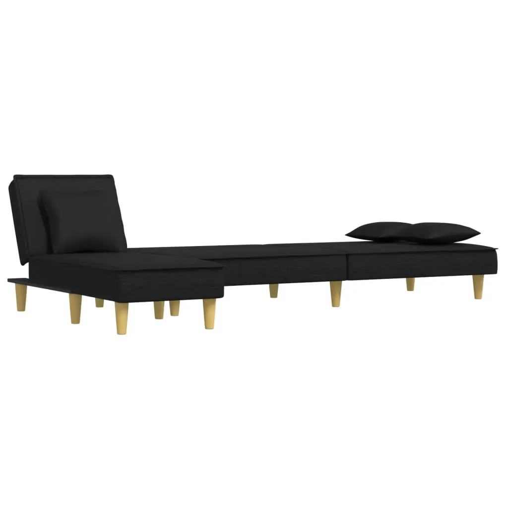 L-shaped Sofa Bed Black 255x140x70 cm Fabric Price